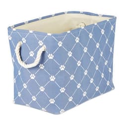 Bone Dry Pet Storage Collection Paw and Bone Print, Large Rectangle, 17.5x12x15, Stonewash Blue Trellis