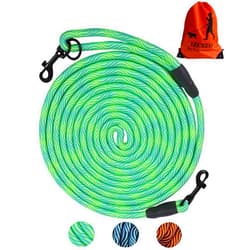 Lecreo Long Dog Leash Tie-Out Check Cord, 16FT/30FT/50FT/100FT Recall Dog Training Rope Leash, Heavy Duty Dog Lead for Large Medium Small Dogs Playing, Camping, or Backyard…