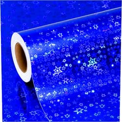 MAYPLUSS Holographic Fiol Wrapping Paper - Mini Roll - 17 In x 32.8 Feet- Metallic Navy Blue Foil Wrapping Paper ，Blue Stars for Birthday, Wedding Shower, Holiday(47.3 sq.ft.ttl) all Occassions