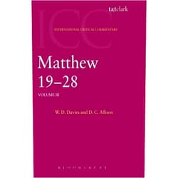 By William David Davies (Author) Matthew 19-28: Volume 3 (International Critical Commentary) by Davies, W. D., Allison, Dale C. (2004) Paperback