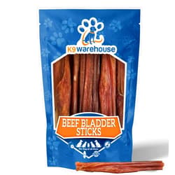 K9warehouse Beef Bladder Sticks for Dogs - 6 inch - 100% All Natural Beef Dog Treats (12 Count)