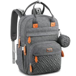 BabbleRoo Diaper Bag Backpack - Baby Essentials Travel Tote - Multi Function Waterproof Diaper Bag, Travel Essentials Baby Bag with Changing Pad, Stroller Straps & Pacifier Case - Unisex, Dark Gray