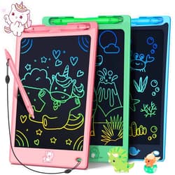 FLUESTON LCD Writing Tablet for Kids,Drawing Tablet for Boys Girls 3 4 5 6 7 8 Year,8.8 Inch 3pcs in 1 Pack Drawing Pad Toy Christmas Birthday Gifts for Toddler,Doodle Board Cute Dinosaur Unicorn