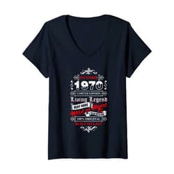 The Original Geboren 1970 Design 50 Jährigen Mann Womens 50. Geburtstag Geschenk Living Legend Dezember 1970 V-Neck T-Shirt