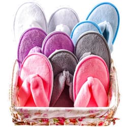 Eucoz Spa Slippers Flip Flops 5 Pairs Soft Fleece Women Men House Slippers Guest Slippers Hotel Slippers in Salons Bathoom Party Washable Not Disposable
