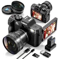 NBDDIGITAL 48MP Digital Cameras for Photography with WiFi & App Control,4K Autofocus Vlogging Camera for YouTube with 16X Zoom, Anti-Shake, 32GB TF Card, Dual Batteries, 52mm Wide Angle & Macro Lens