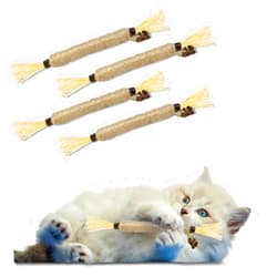 SINROBO 4 Pack Silvervine Sticks for Cats - Cat Chew Toy for Dental Care, Edible Matatabi Cat Chew Sticks for Teeth Cleaning, Kitty Toys for Indoor Cats (4 Sticks)