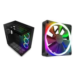 NZXT H9 Elite Dual-Chamber ATX Mid-Tower PC Gaming Case – Includes 3 x 120mm F120 RGB Duo Fans & F120 RGB Fans - RF-R12SF-B1 - Advanced RGB Lighting Customization - Whisper Quiet Cooling