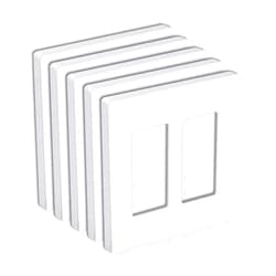 BESTTEN 5 Pack Screwless Decorator Wall Plate, 2 Gang Decorative Outlet Cover, USWP6 Snow White Series, H4.69” x W4.73”, for Light Switch, Dimmer, GFCI, USB Receptacle