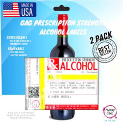 Classy Wino Joke Prescription-Strength Wine Label for Vodka, Tequila, or any Liquor Bottles - Funny Birthday Gift for Women and Men 2 Pack by Classy Wino