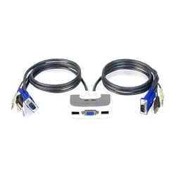 IOGEAR 2-Port USB VGA Miniview Micro Cabled KVM Switch - 2048 x 1536 - Hot Keys Switch - w/Audio - Plug n Play - PC, MAC, SUN - GCS632U