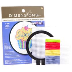 Dimensions Learn-A-Craft 'Cupcakes' Mini Counted Cross Stitch Kit for Beginners, 3'', Small