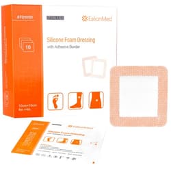 EalionMed Silicone Foam Dressing with Gentle Adhesive Border 4''x4'', 10 Pack, Painless Removal High Absorbency Bed Sore Wound Bandage for Pressure Sore, Leg Ulcer, Diabetic Ulcer