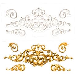 QDMOLDS Baroque Fondant Mold Curlicues Scroll Lace Border Silicone Mold For Cake Decoration Chocolate Cupcake Topper Candy Sugar Craft Polymer Clay Gum Paste