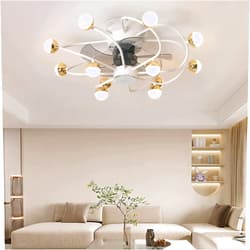 ZCYOU Ceiling Fan with Light Design，Mode Dimmable Timer Reversible，Reversible Chandelier with Ceiling Fan for Bedroom，60cm Dc Lamp Silent Fan Winter and Summer [Energy Efficiency Class A++]