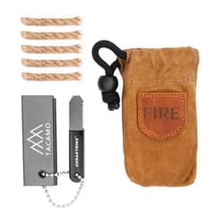 TACAMO Mini Emergency Fire Starter Kit 4.5” x 2.5” x 1”, 2.5oz - Compact All-Weather Survival Fire Making Kit with Ferro Rod, Cerastrike Ceramic Scraper, Tinder Tabs & Canvas Storage Bag