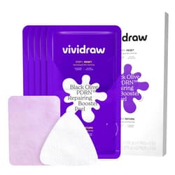 Vividraw Black Olive PDRN™ Repairing Booster Peel (5EA) | Dual-Step Exfoliating & Hydrating Toner Pads with AHA/BHA and Peptides | Korean Skincare for Pore Cleansing, Redness Relief, and Radiant Glow
