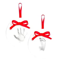 Pearhead Babyprints Baby's First Handprint or Footprint Ornament Kit, Easy No-Bake DIY Clay Impression Kit, Christmas Baby Gift, Baby Keepsake Ornament, Pack of 2