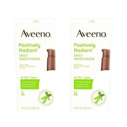 Aveeno Positively Radiant Daily Moisturizer with SPF 15, 2 x 120 ml (2 x 4 oz)