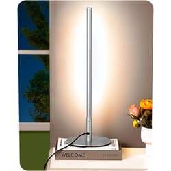 EDISHINE LED Table Lamp, Minimalist Bedside Lamp with 3 Dimmable Color Temperature, Touch Controller, Coner Light for Bedroom Nightstand, Living Room, Gift, Reading, Metal Finish, Silver, 6W