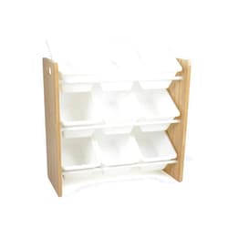 Humble Crew 9-Bin Toy Organizer, Natural Wood/White