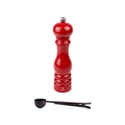 Peugeot Paris u'Select 9-inch Pepper Mill Gift Set, Passion Red - With Stainless Steel Spice Scoop/Bag Clip (Pepper Mill w/Scoop)