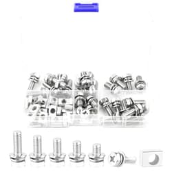 Chyaya 60 Pack Motorcycle Battery Bolts and Nuts Kit, 304 Stainless Steel Battery Terminal M6 x 10/12/16/18/20 mm Bolt Square Nut Kit for ATV Bike Scooter Motorcycle Battery