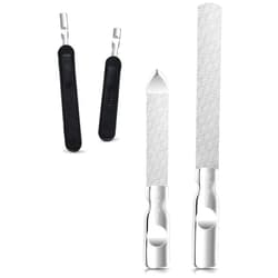 Velodios Professional Stainless Steel Fingernail Files, Double Sided Stainless Steel Nail File with Leather Case, Reusable Heavy Duty Nail File for Men and Women, Great for Home and Salon – 2PCS