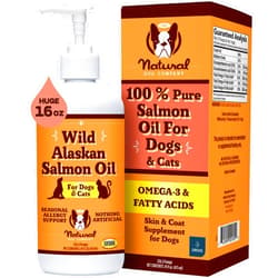 Natural Dog Company Pure Wild Alaskan Salmon Oil for Dogs (16oz) Skin & Coat Supplement for Dogs, Dog Oil for food with Essential Fatty Acids, Fish Oil Pump for Dogs, Omega 3 Fish Oil for Dogs