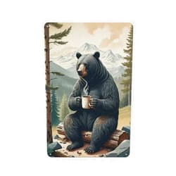 CDSASHCA Rustic Cabin Wall Decor Art Coffee Bear Metal Tin Signs Vintage Wilderness Cafe Decor Featuring Bears,Forests Scenes,and Coffee to Transform Your Cabin Or Country Home Decor 8x12 inch
