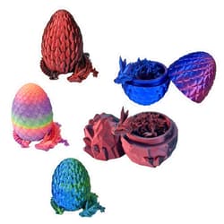 JASSBOOY 5PCS Mini 3D Printed Dragon Egg with Dragon Inside with Luminous Rainbow Colors Set Mystery Articulated Crystal Dragons Egg Home Office Decor Executive Desk