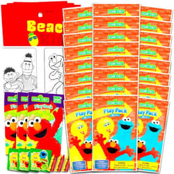 Bendon Sesame Street Mini Party Favors Set for Kids - Bundle with 24 Mini Elmo Grab n Go Play Packs with Coloring Pages and Loot Bags (Sesame Street Birthday Party Supplies)