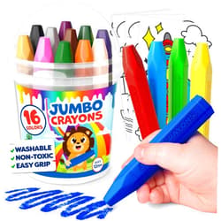 Momo & Nashi Jumbo Crayons For Toddlers 1-3 - 16pc Toddler Crayons For Kids Ages 4-8 1-3 2-4 - Large Crayons For Toddlers 1-3 With Printed & PDF Crayon Color Sheets - Non Toxic Washable Crayons - Toddler Coloring