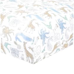 aden + anais Essentials Classic Crib Sheet, 100% Cotton Muslin, Super Soft & Breathable, Tailored Snug Fit, Natural History-Species