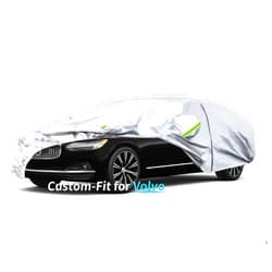 Piegieqie Custom-Fit for Volvo Car Cover, 7 Layers Car Cover Waterproof All Weather for Automobiles, Outdoor Full Cover Rain Sun UV Protection with Zipper (Silver,for Volvo C70)