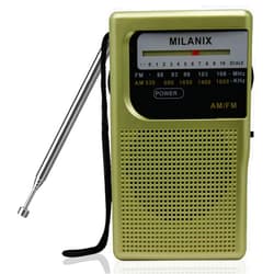 MILANIX Small AM/FM Radio Portable Battery Operated with Best Reception, Longest Range, Headphone Jack, Tuning Light, Transistor, Indoor and Outdoor, Emergency Use (Green Olive)