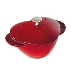 STAUB Cast Iron Dutch Oven 1.75-qt Heart Cocotte, Made in France, Serves 1, Black, Cherry