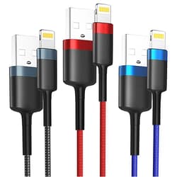 LTI-Direct Lightning Cable iPhone Charger Cable 10ft, 3PACK 10 Foot iPhone Charging Cord Fast Nylon Braided Long Charger for iPhone 11 Pro Max XS XR X 8 7 6 Plus 5,iPad (3pack 10ft)