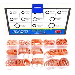 Glarks 300Pcs 12 Size Metric Flat Ring Copper Sealing Washers Assortment Set