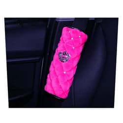 Siyibb 2 Pcs Soft Plush Car Seat Belt Covers Seatbelt Shoulder Pad Crystal Crown Car Styling - Pink