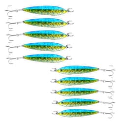 Fish WOW! 10pcs 1oz Fish Mega Live Metal Bait Jig with a Treble Hook - Blue Sardine