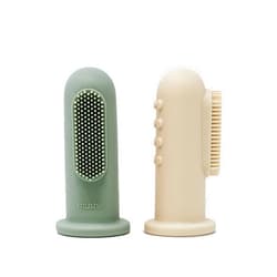 mushie Baby Finger Toothbrush (Cambridge Blue/Shifting Sand) 2-Pack