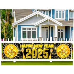 YzYbuaego 2025 Happy New Year Banner - Eve Party Yard Sign Decorations, Countdown Banner for Party Supplies, Themed Backdrop Photo Booth