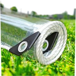 GOFOHIMI 7' x 10' PVC Clear tarp, Clear Vinyl Patio Enclosure 14 Mil Thickness,with Metal Grommets，Protects Against Water, Tear, Cold Weather Resistan for Greenhouse Balcony Garden