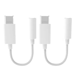 Cubilux USB C Headphone Adapter [192KHz/16-bit DAC] Type C to 3.5mm Audio Dongle for iPhone 15, iPad Pro, Pixel 8/7/6 Pro 7a/6a, Samsung S24/S23/S22 Z Fold/Flip 5/4/3/2, Tab S9/S8/S7/S6, White 2-Pack