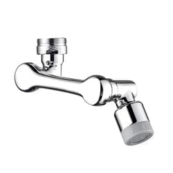 Biveah 1080° Faucet Extender Chrome, Biveah Brass Sink Faucet Aerator with 2 Flow Modes Sink Sprayer Attachment for Faucet, KQB010C