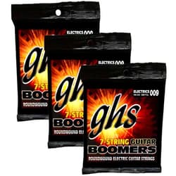 GHS Strings Boomer 7-String Custom Light Electric Guitar Set (9-62) - MODEL GB7CL, 3 Sets of GB7CL