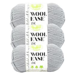 Lion Brand Yarn Lion Brand Wool-Ease DK Yarn, Yarn for Knitting, Crocheting, and Crafts, Quiet Grey, 3 Pack
