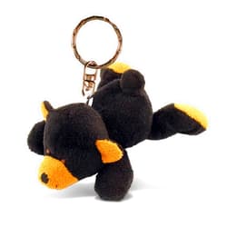 Puzzled Black Bear Plush Keychain Stuffed Animal Toy - Soft Plush Wild Life Animal Black Bear Charm Keyring, Decorative Plush Toy Accessory Fun Buddy - 4 Inches