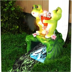 GIBMIDSER Frog Solar Statues Gutter Downspout Extension Statues Garden Decoration,Animal Resin Statue Outdoor Decor,Downspout Diverter,3
